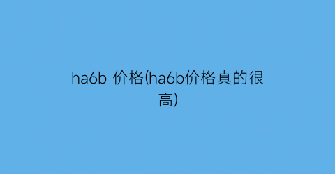 ha6b 价格(ha6b价格真的很高)